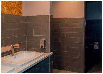 After: view of the new bathrooms